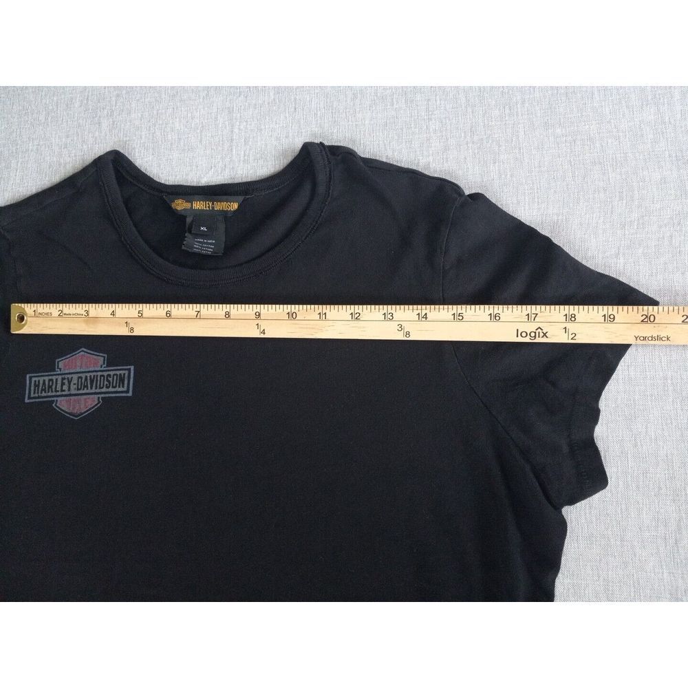 Harley-Davidson Motor Cycle Women's XL Pure Cotton Big Art Logo Black T Shirt - Picture 3 of 13